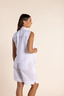 Clearance Petra Linen Vest - White - TT20 Vests|Linen Lovers