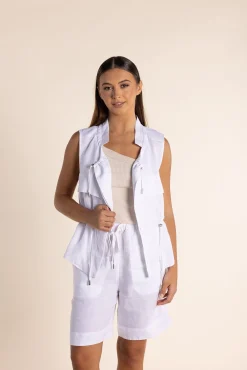 Clearance Petra Linen Vest - White - TT20 Vests|Linen Lovers