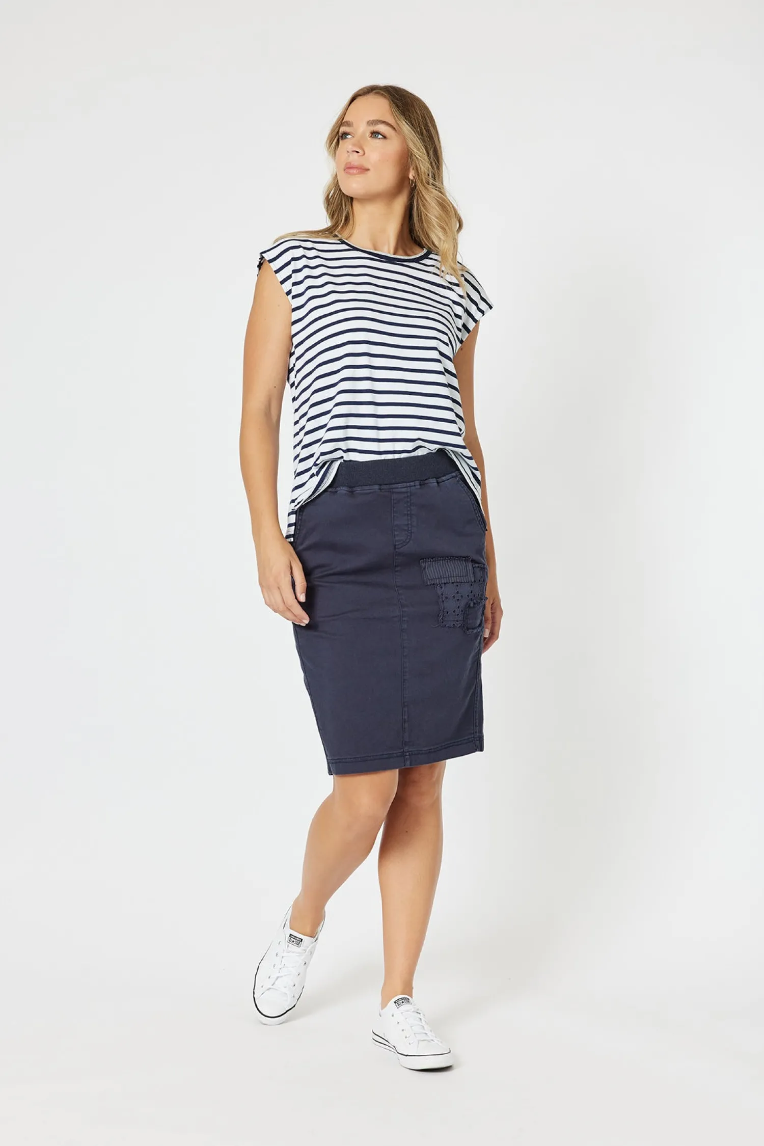 Hot Portia Denim Skirt - Navy - TZ3 Skirts