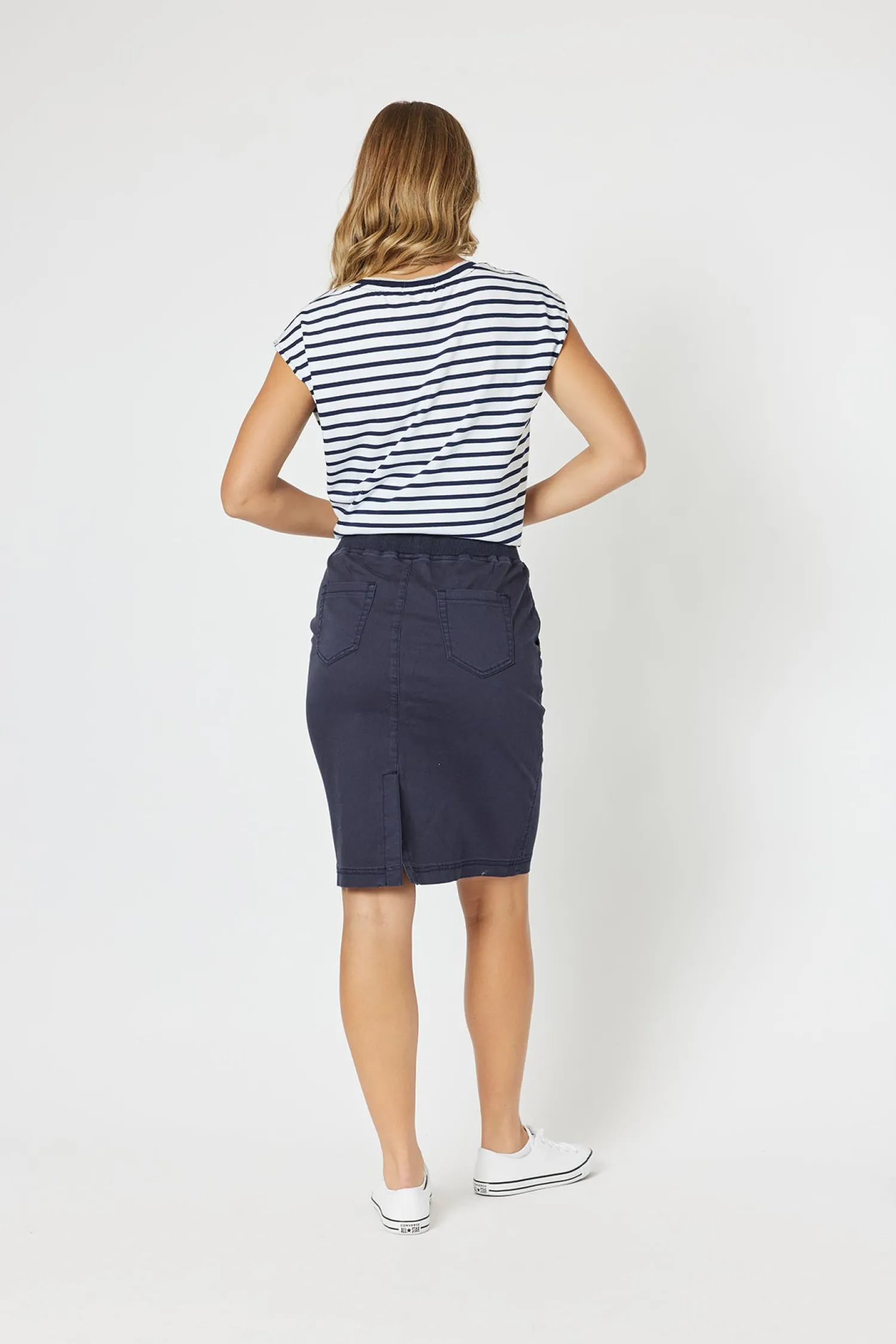 Hot Portia Denim Skirt - Navy - TZ3 Skirts