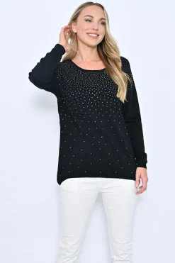 Discount Presley Beaded Knit - Black- CC6 Jumpers & Knitwear