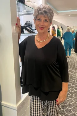 Discount Quad Layer Tunic - Black - PH22 Shirts & Tops