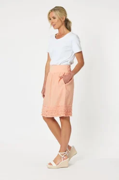 Ruffle Linen Skirt - Mandarine - GS22 Linen Lovers|Skirts