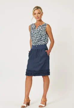 Best Ruffle Linen Skirt - Navy - GS22 Linen Lovers|Skirts