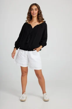 Online Seaside Top | Black | H28 Linen Lovers|Shirts & Tops