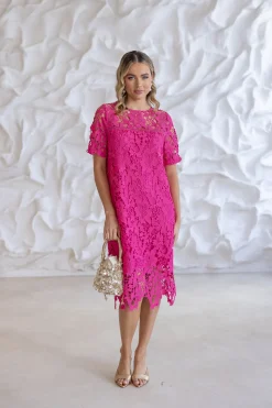 Clearance Sienna Lace Dress - Raspberry - TT14 Dresses