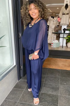 Outlet Silk Viscose Top - Navy - CG6 Shirts & Tops