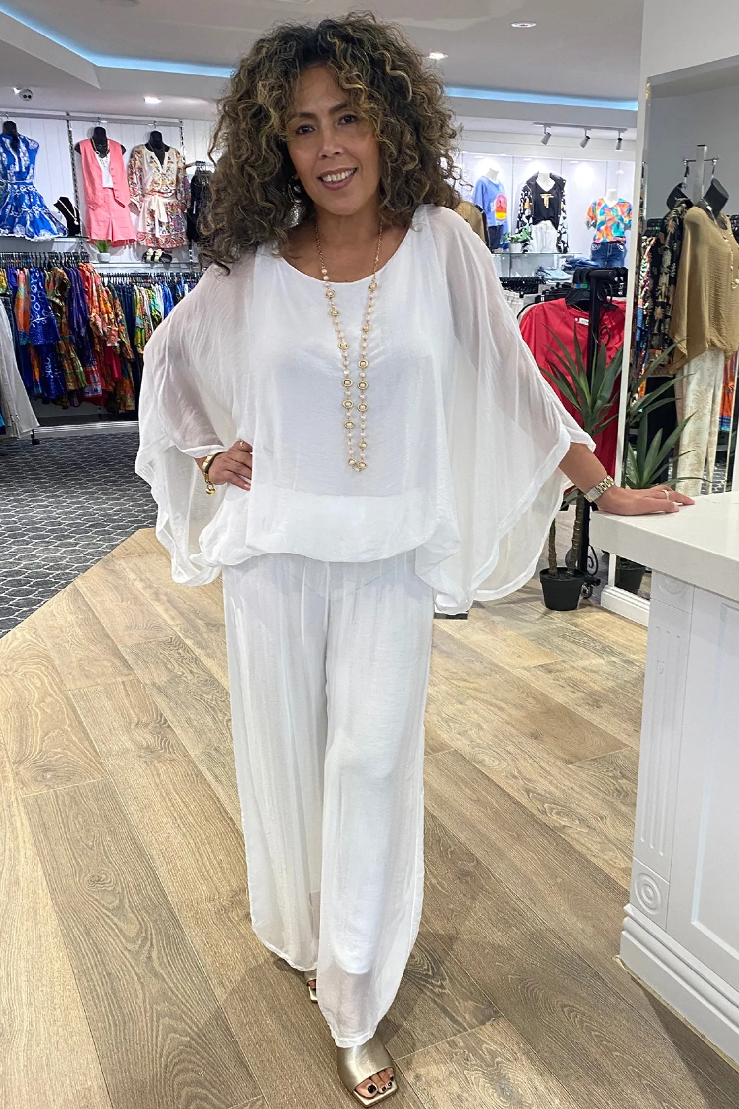Discount Silk Viscose Top - White - CG6 Shirts & Tops