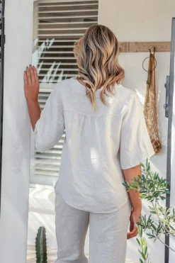 Clearance Sole Linen Top - Sand- FA14 Shirts & Tops
