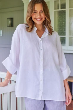 Outlet Sophia Shirt - White - OJ11 Linen Lovers|Shirts & Tops
