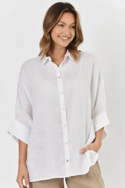 Outlet Sophia Shirt - White - OJ11 Linen Lovers|Shirts & Tops
