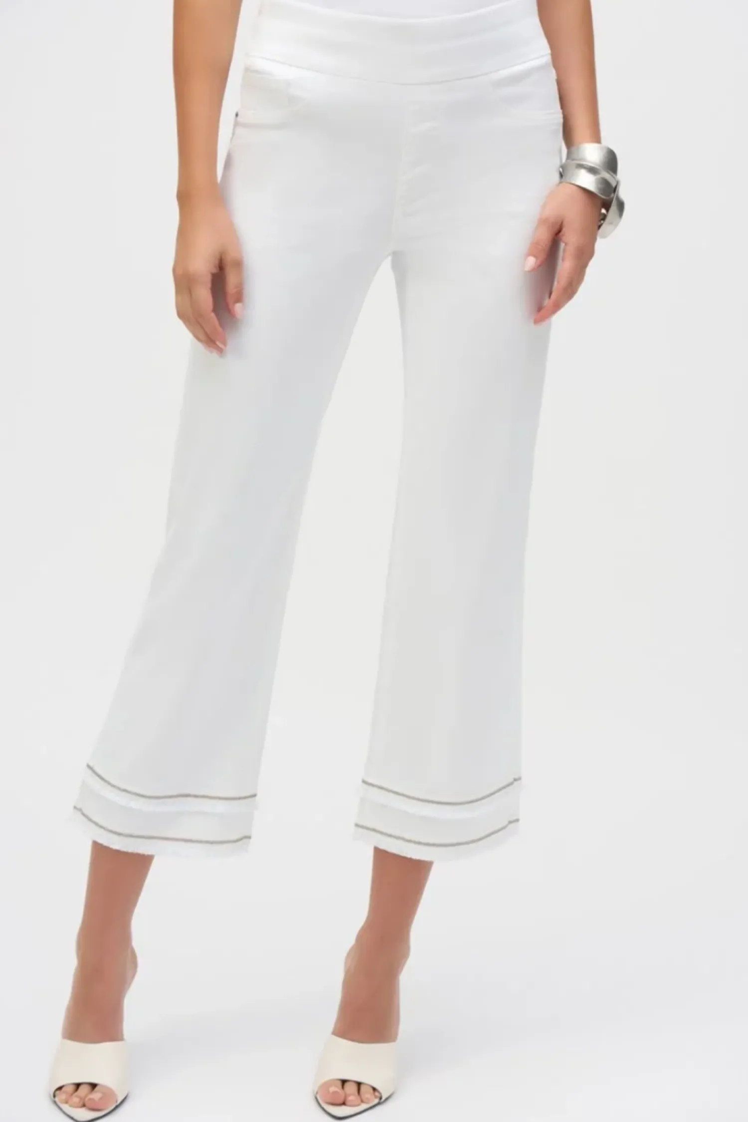 Online Straight Crop Pull-On Jeans - White - JR47 Ladies Pants