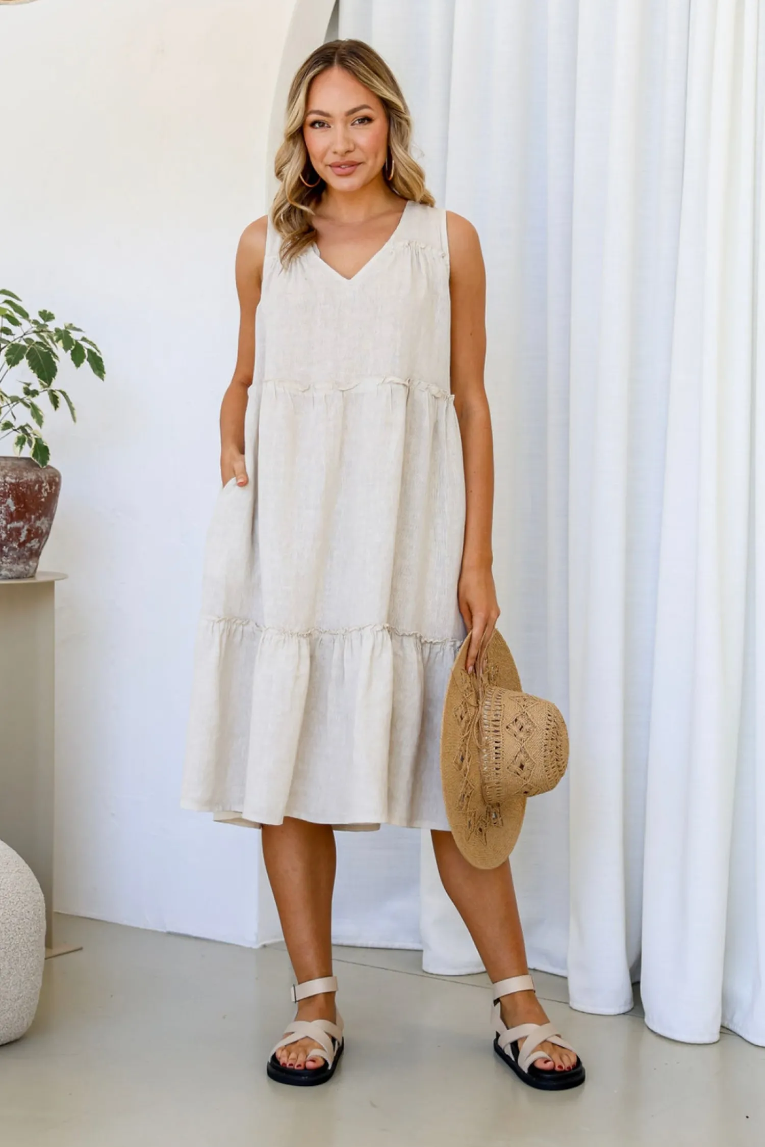 Strati Dress - Sand - FA33 Linen Lovers|Dresses