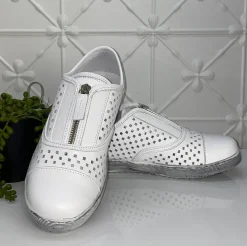 Tani Zip Leather Sneaker | White | RS7 Sneakers