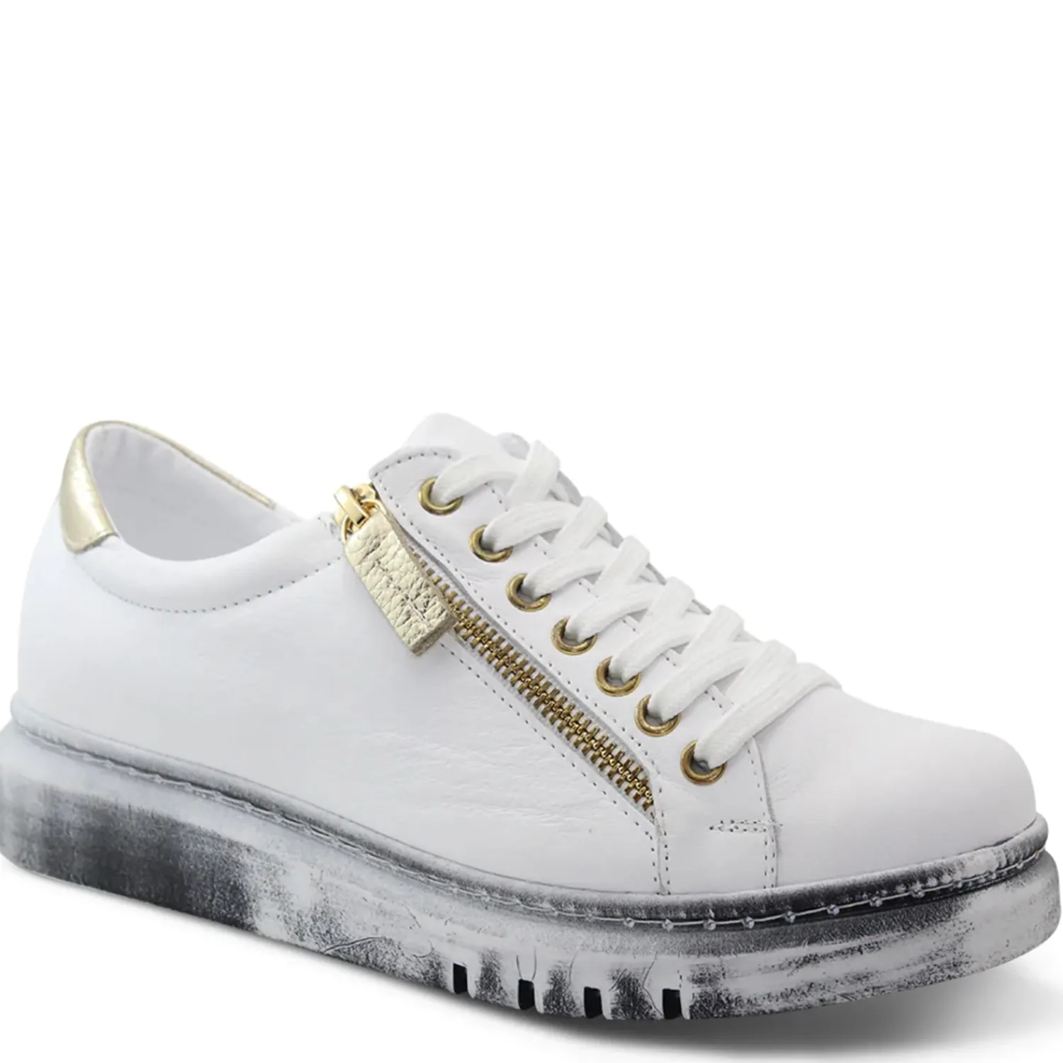 Online Tatter Leather Sneaker - White/Gold - RS3 Sneakers