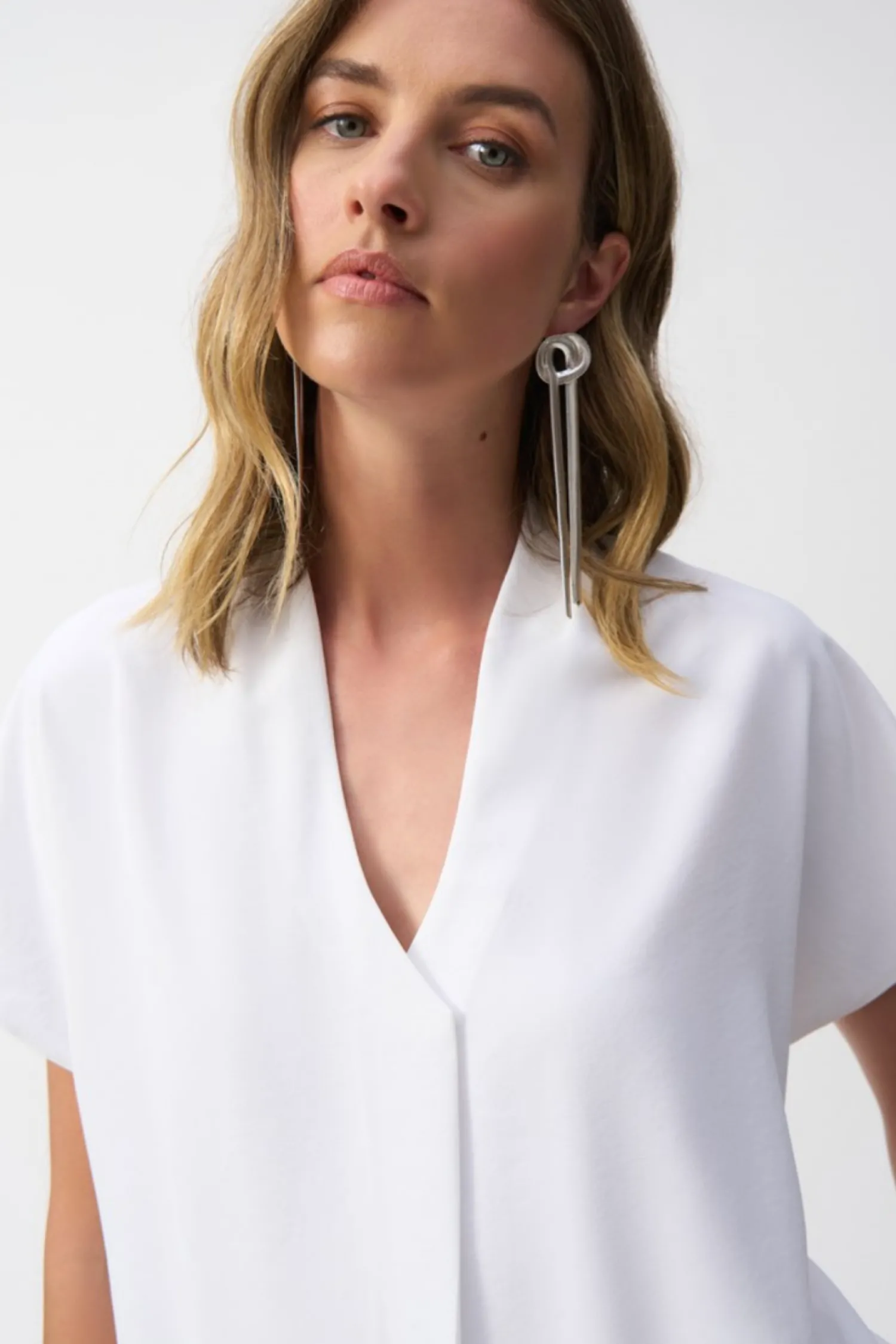 Clearance Textured Straight Top - White - JR66 Shirts & Tops