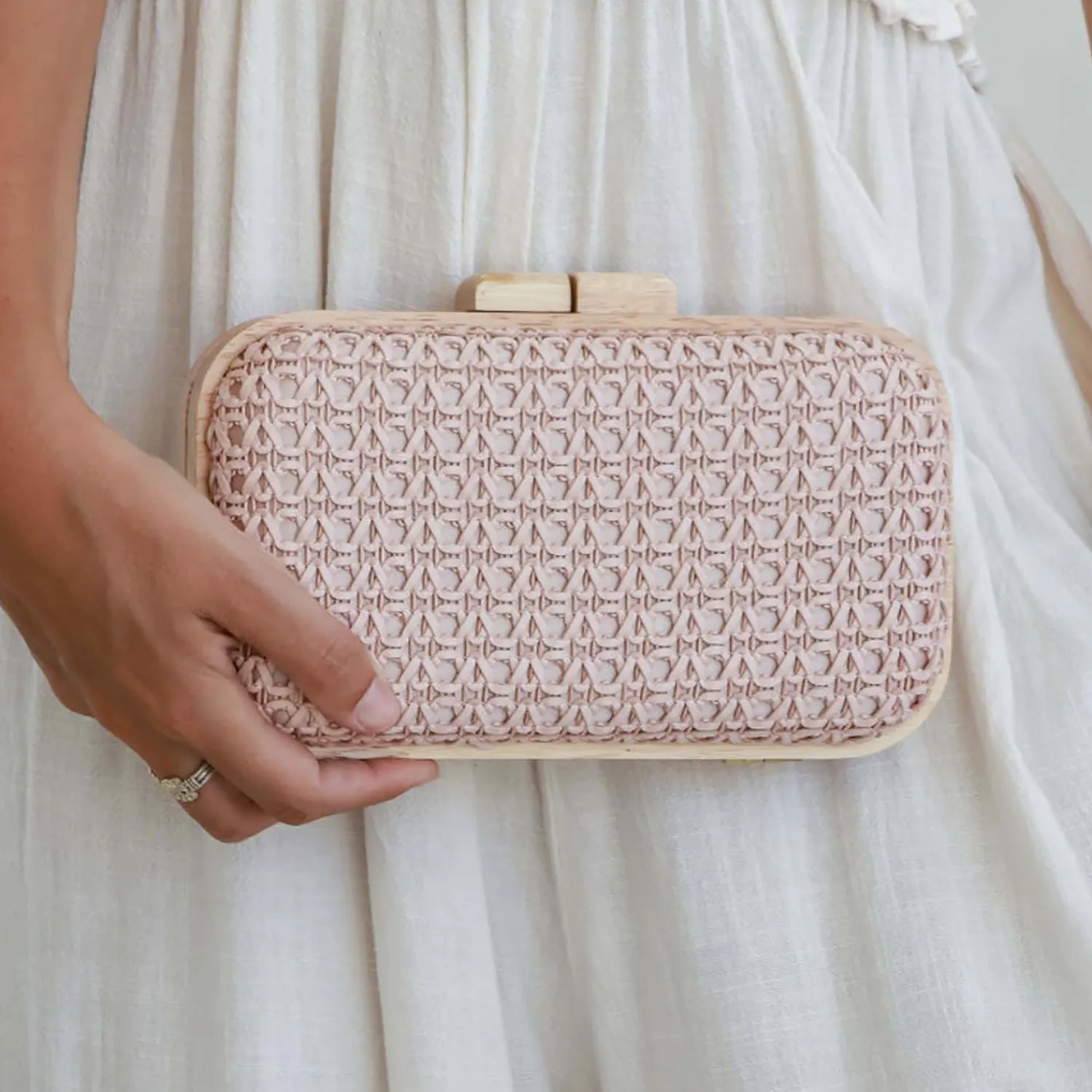 Outlet Timber Frame Clutch Bag | Blush Handbags