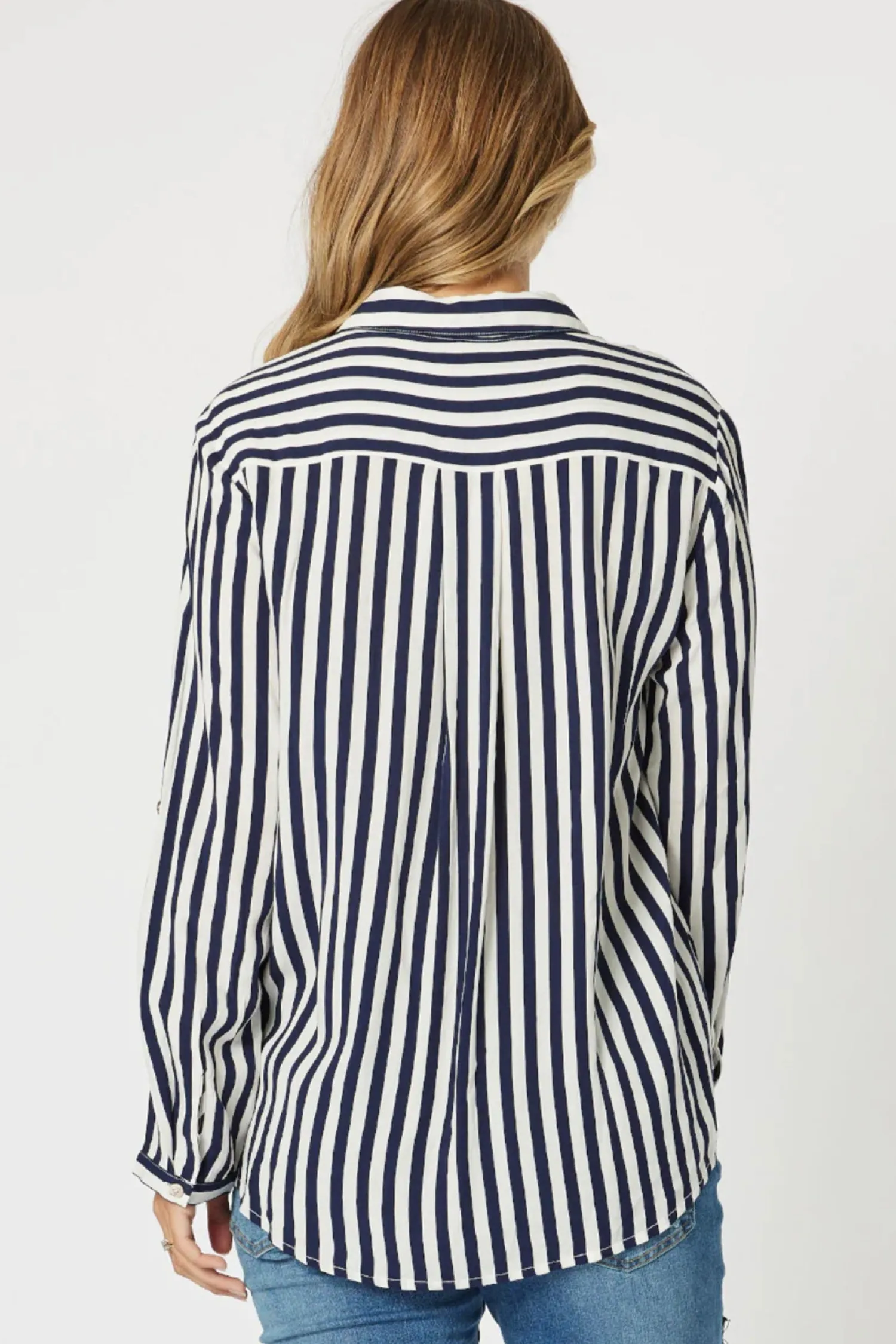 Best Tina Stripe Shirt - Navy & White - TZ35 Shirts & Tops