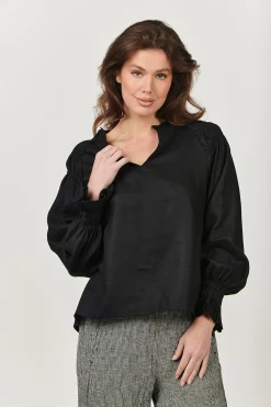 Hot Tina V-Neck Linen Top - Black - OJ23 Linen Lovers|Shirts & Tops