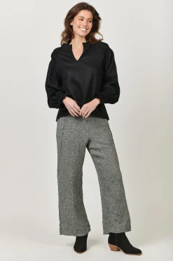 Hot Tina V-Neck Linen Top - Black - OJ23 Linen Lovers|Shirts & Tops