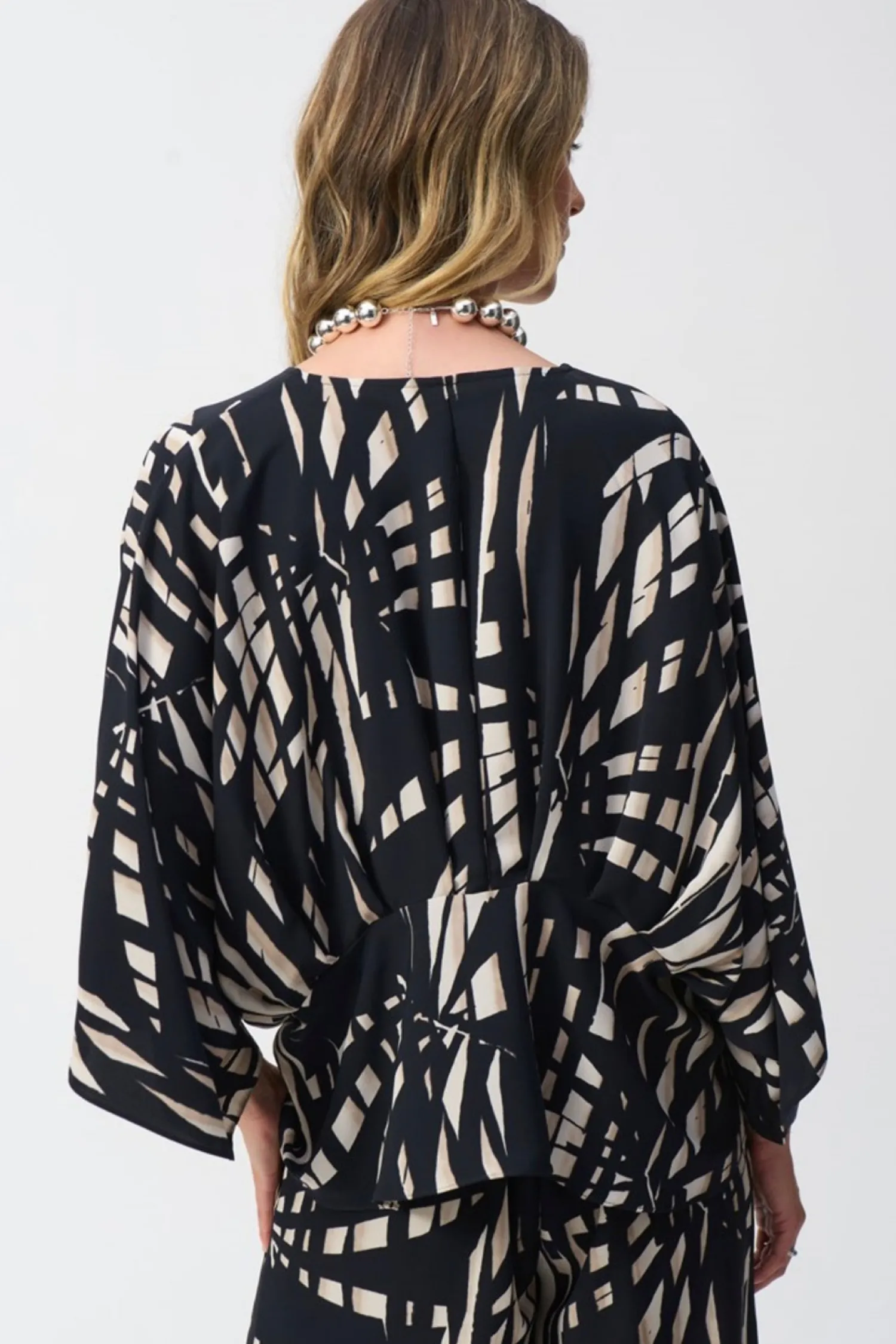 New Tropical Print Peplum Top - Black - JR24 Shirts & Tops