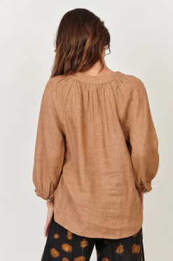 Best Trudy V-Neck Linen Top - Chai - OJ24 Linen Lovers|Shirts & Tops