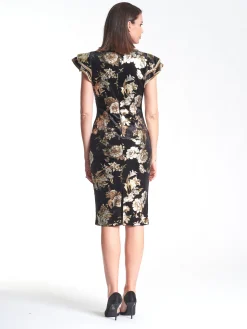 Discount Velvet Frill Sleeve Dress - Flower Print - PR8 Weddings & Events