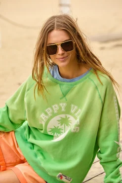 Sale Vintage Sun Fade Sweat - Green - HC19 Jumpers & Knitwear