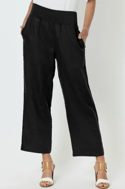 Outlet Wide Leg Linen Pant - Black - GS1 Ladies Pants