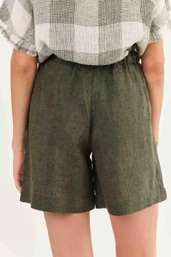 Zoie Linen Shorts - Licorice - OJ26 Linen Lovers|Shorts